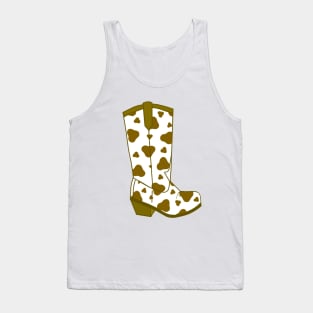 BROWN Cow Spots Cowboy Boots Tank Top